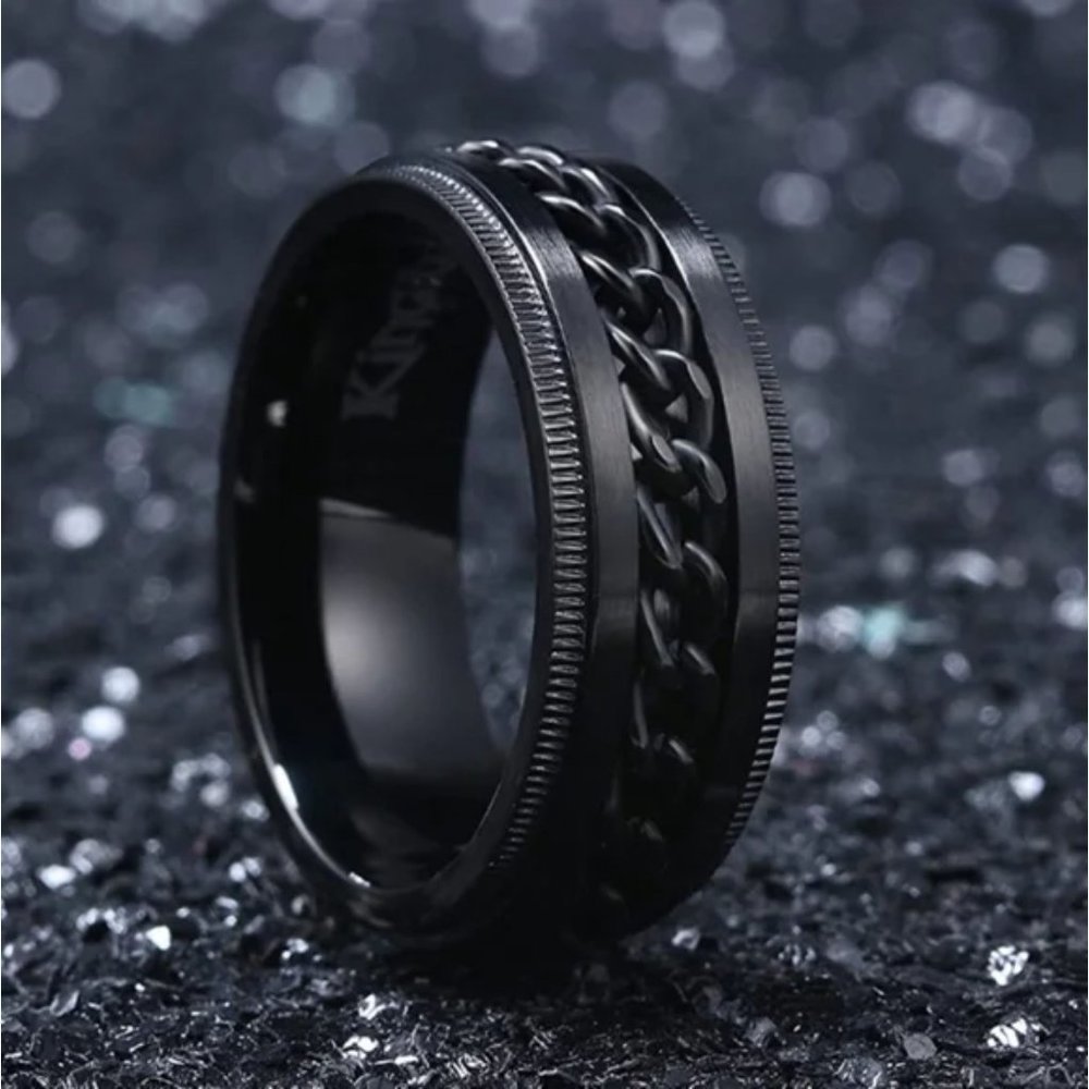 Men's Ring 8mm Spinner Ring Stainless Steel Fidget Ring Anxiety Ring for Men
